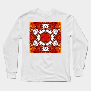 Dot Mandala Flower Orange White and Red Long Sleeve T-Shirt